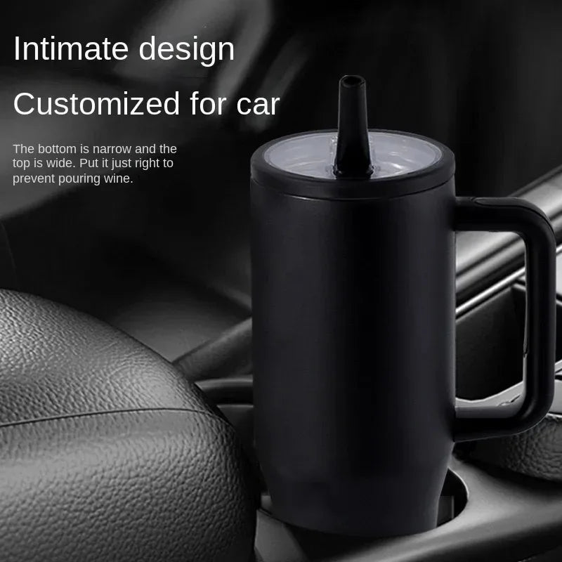 40oz Cross-border thermos cup 40oz double-layer ice cup leak-proof foldable straw cover convenient direct drinking mouth car cup Good Vibrations