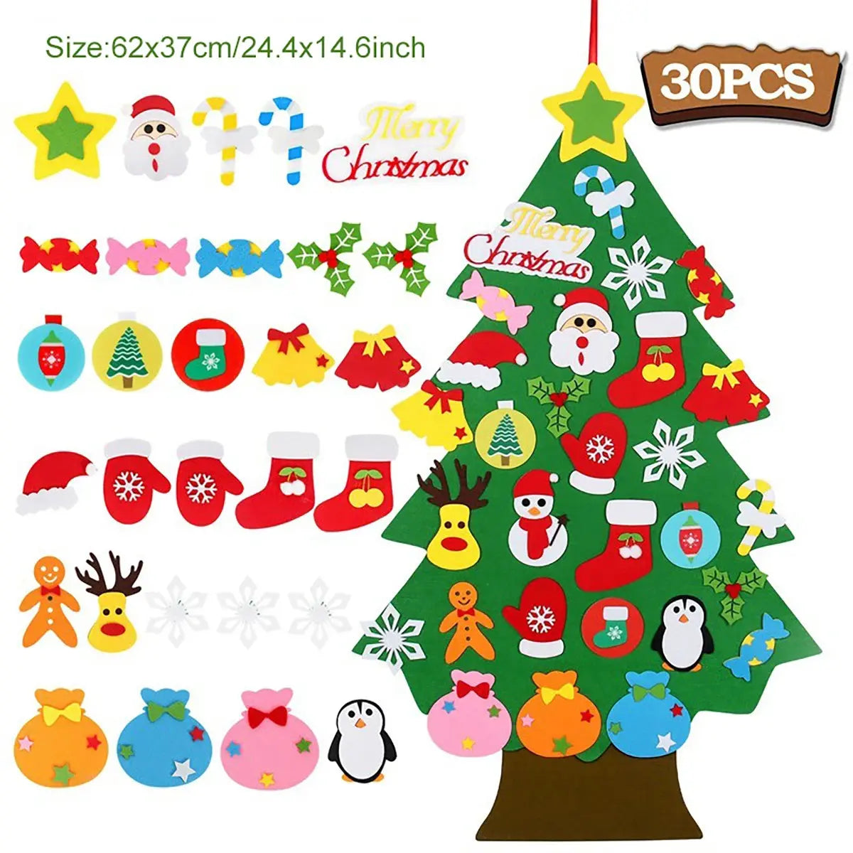 Kids DIY Felt Christmas Tree Merry Christmas Decorations For Home 2025 Christmas Ornaments Navidad 2026 New Year Gifts Xmas Tree Good Vibrations