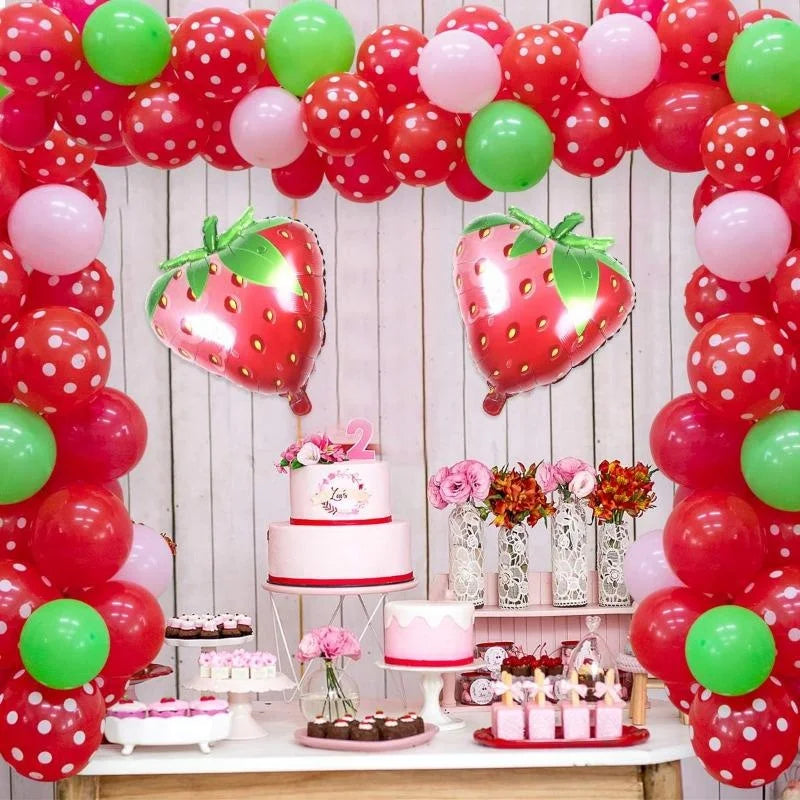 Strawberry Party Decorations for Girls 1st 2nd Birthday Strawberry Balloon Garland Arch Kit Red and White Polka Dot Balloons Good Vibrations
