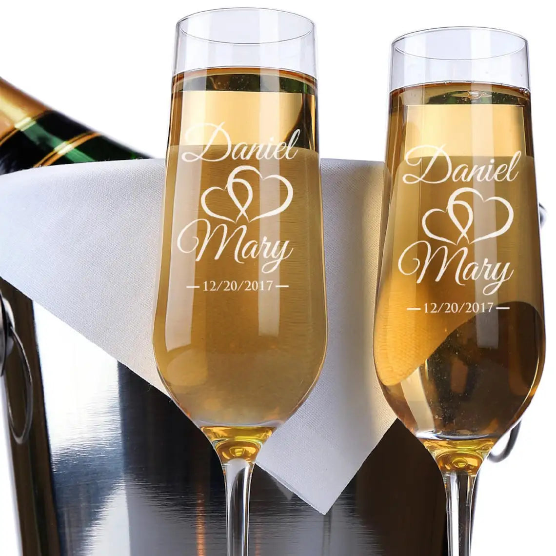 Set of 2 Personalized Mr. And Mrs. Wedding Toasting Flutes Wedding Glasses Custom Bride and Groom Toasting Glasses Good Vibrations