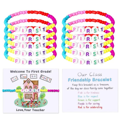 10 Sets Back to School Gifts for StudentInclude Our Class Is a Family Greeting Card andFirst Day of School Bracelet Good Vibrations