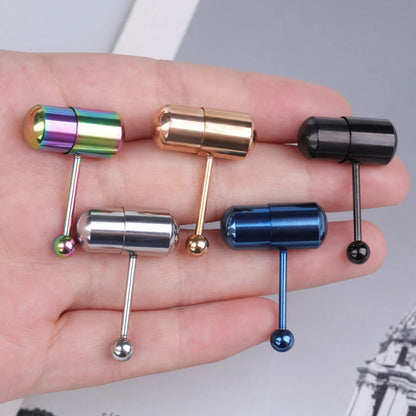 Stainless Steel Vibrating Silicone Tongue Ring - Massage Piercing Jewelry, Trendy Body Modification for Men Women Good Vibrations