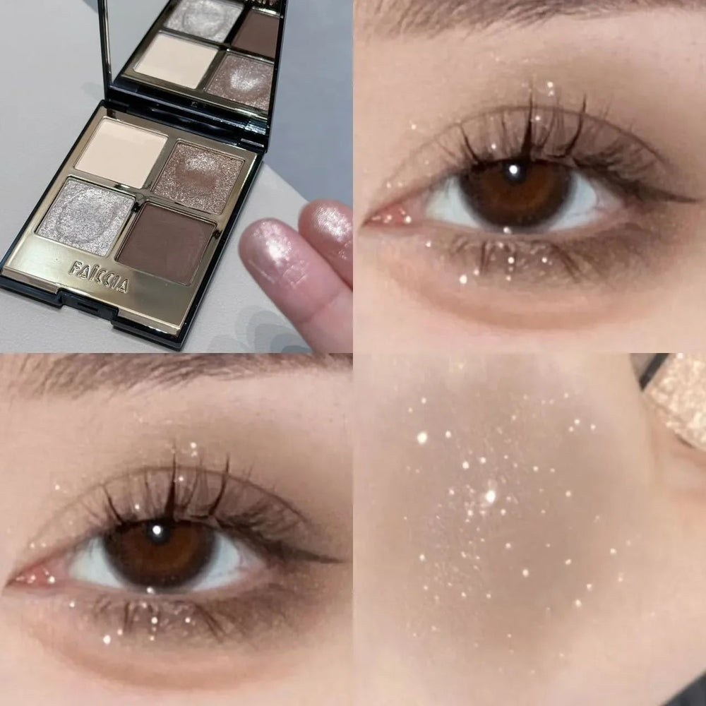 Four-color Eyeshadow Palette Low Saturation Earth Brown Rose Pearly Matte Glitter Eyeshadow Shiny Eye Shadow Lasting Eye Make Up Good Vibrations
