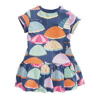 Girls Short Sleeve Summer Dress For 1-6 Years Kids 100% Cotton Casual Dresses Children's Clothing KF128 Good Vibrations