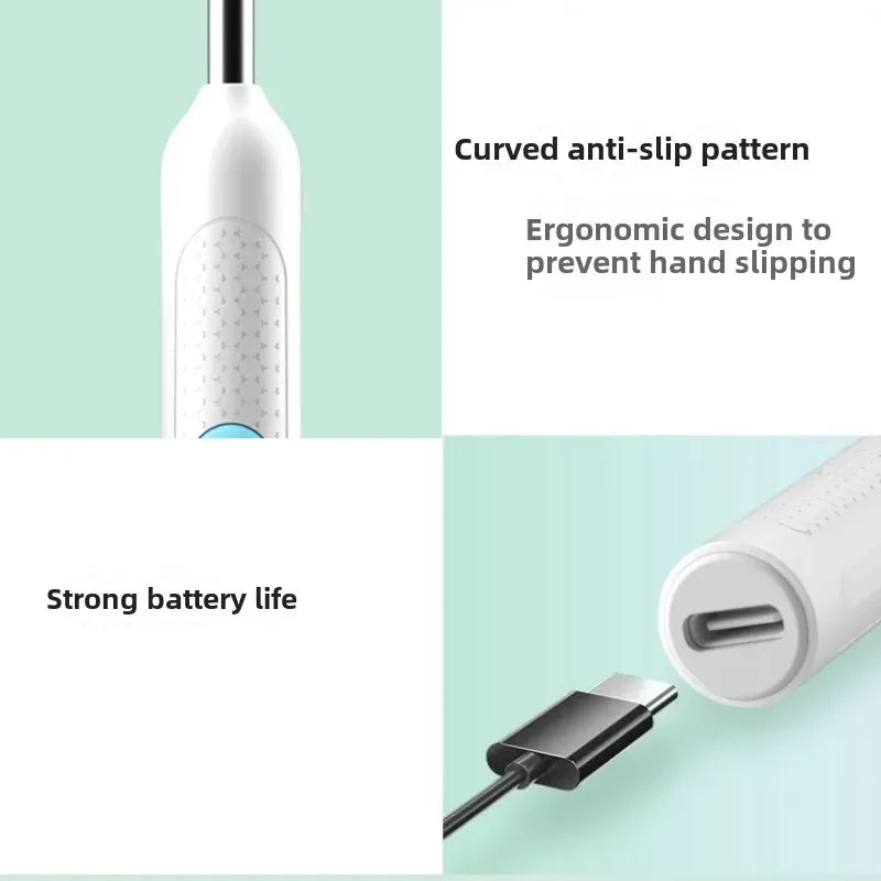 Wireless Visual Silicone Ear Spoon Endoscope Earpick Camera Otoscope Safe Ear Cleaner for Kids & Adults Good Vibrations