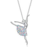 Crystal Charm Color Zircon Choker Dancing Girl Ballerina Dancer Pendant Necklace Jewelry Gift for Ballet Girls Women Good Vibrations