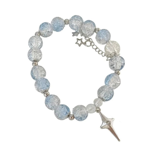 31BB Fashionable Beaded Elastic Rope Bracelet Crystals Bracelet Charm Bracelet Wrist Jewelry Present for Friend and Family Good Vibrations