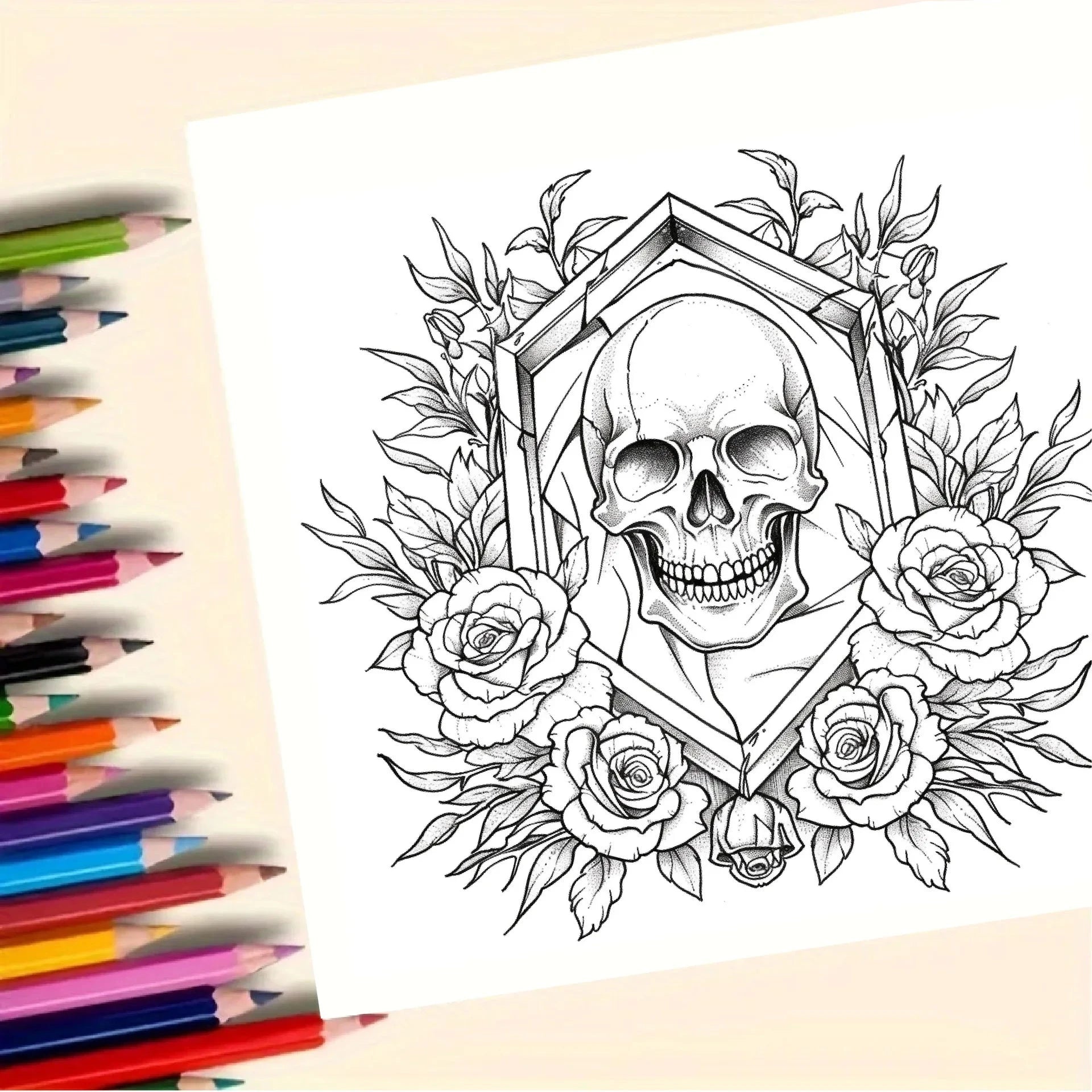 24 sheets Coloring Books Skull Halloween Devil Coloring Books Adult Coloring Books Graffiti Creative Illustrations Good Vibrations