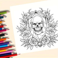 24 sheets Coloring Books Skull Halloween Devil Coloring Books Adult Coloring Books Graffiti Creative Illustrations Good Vibrations