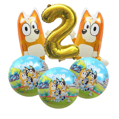 Bluey Christmas Birthday Party dinnerware Disposable Banner Cake Topper Hanging Flag bluey number Balloons Birthday Decoration Good Vibrations