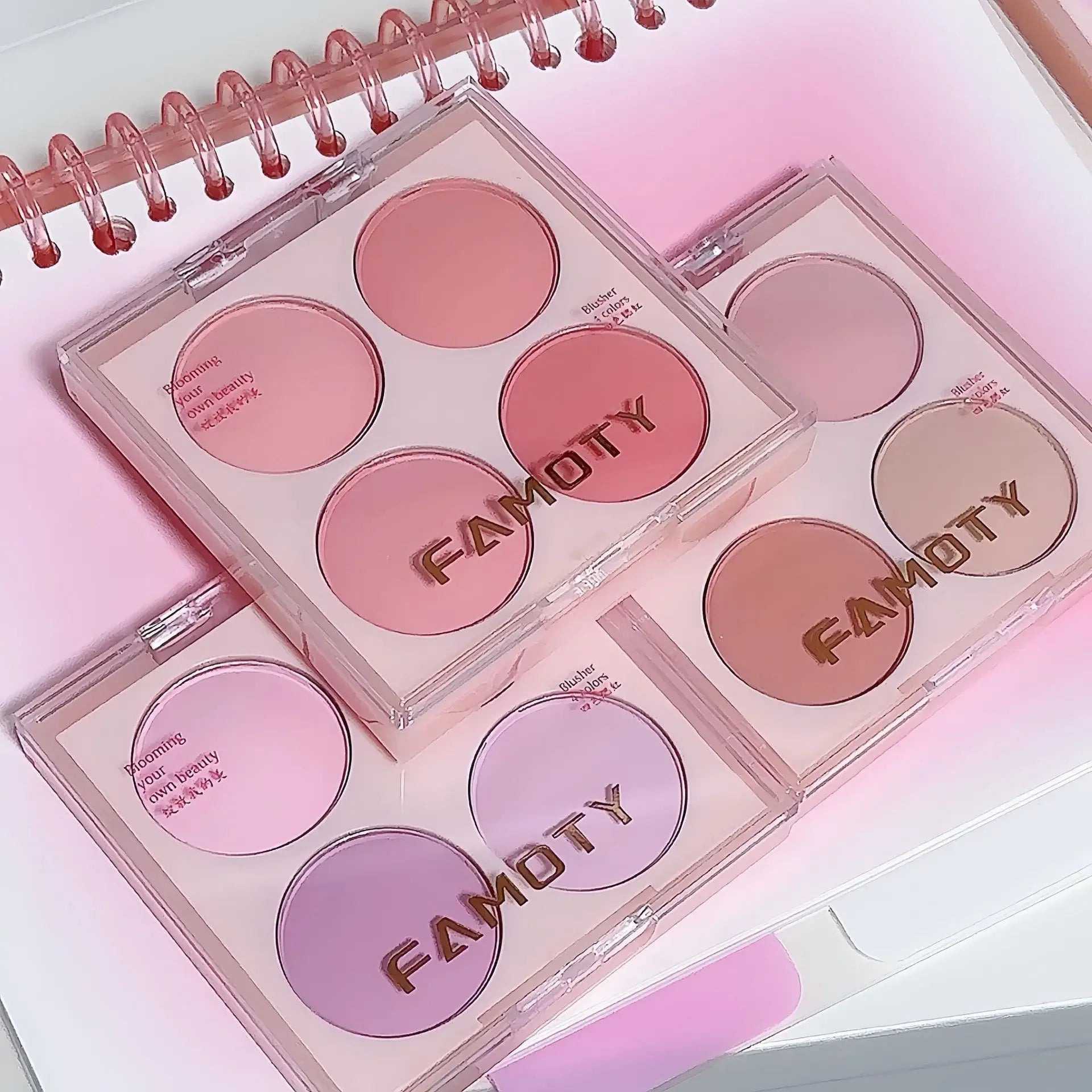 4 Colors Blush Palette Low Saturated Powder Compact Soft Color Gradient Matte Vibrant Color Light Pink Purple Blush For Girls Good Vibrations