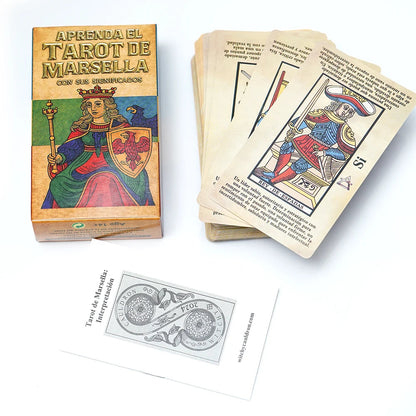 Spanish Marseille Tarot Deck Classic 78 Card Tarot Cards with Meanings Illustrated Guide Traditional European Fortune Telling Di Good Vibrations