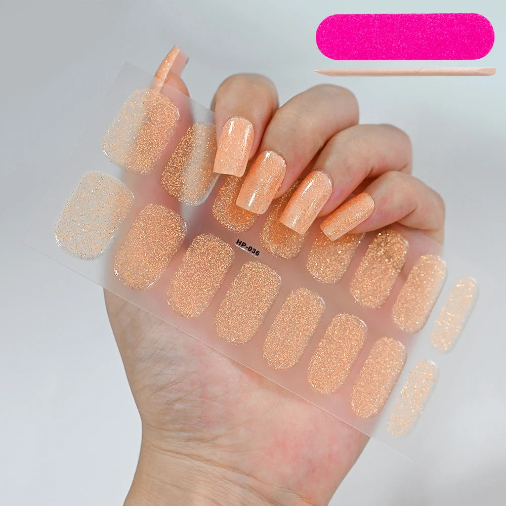 UV Semi-Cured Gel Nail Wraps Stickers Strips French Long Lasting Full Cover LED Gel Semi Cured Nail Sliders For Nail Extension & Good Vibrations