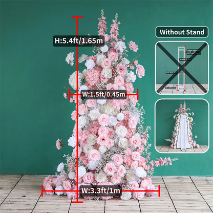 Flores Arificiales Decoration Wedding KT Board Artificial Floral Arrangement Pink White 3pcs/set Flowers Row Decor Props H5.4ft Good Vibrations