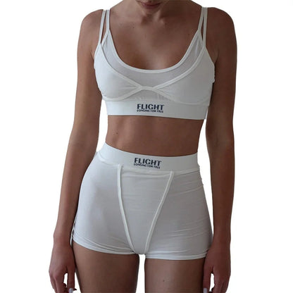 Women's 2-Piece Outfit Set Crop Top And Shorts Matching Sets Cleanfit Style Summer Fashion Suitable for All Good Vibrations