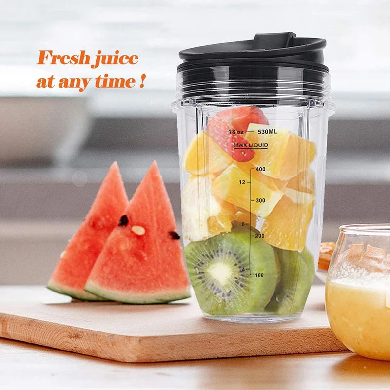 2 Pcs 18Oz Replacement Ninja Blender Cups with Lid for Ninja Auto IQ BL480 BL642 BL450 BL682 BL480, BL490, BL640 BL680 Good Vibrations