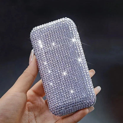 Luxury Rhinestone Cigarette Box with USB Charging Lighter Windproof Portable Smoking Accessories Fashionable Women's Gift Good Vibrations Adult Super Store