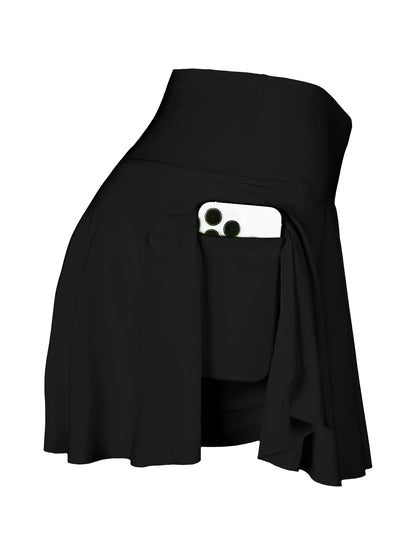 Women's Cross Waist Fake Two Pieces Sports Tennis Pockets Pant Skirt For Workout Fitness Badminton Yoga Fitness Running Marathon Good Vibrations