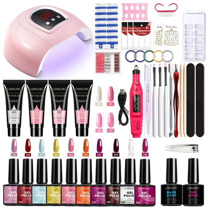 LIMEGIRL Gel Nail Polish Kit UV Soak Gel Base Coat Polishing Tool with LED Light and Nail Drill Semi-Permanent Gel Varnish Kit Good Vibrations