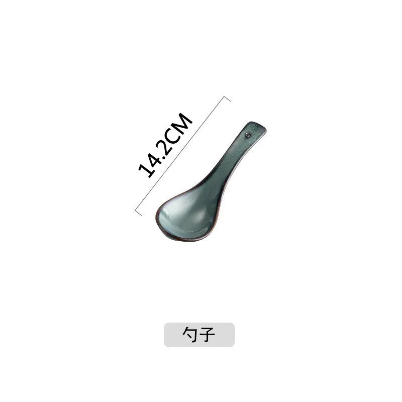 Blue Kiln Glazed Ceramic Plates, Microwaveable Dinner Plates, Round Rice Salad Bowls, Household Tableware Good Vibrations