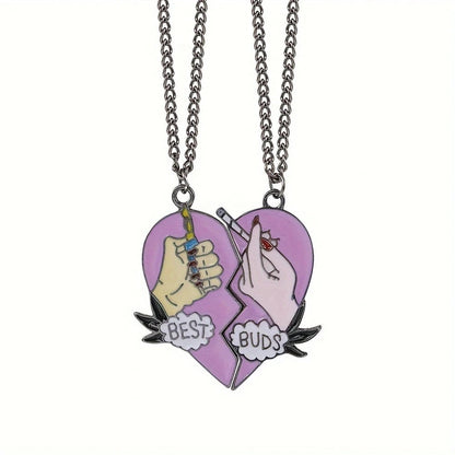 Fashion Best Friends Honey Love Couple Pendant Necklace 2 Pcs/ Set Chain Choke Broken Heart BFF Good Friendship Jewelry Gift Good Vibrations
