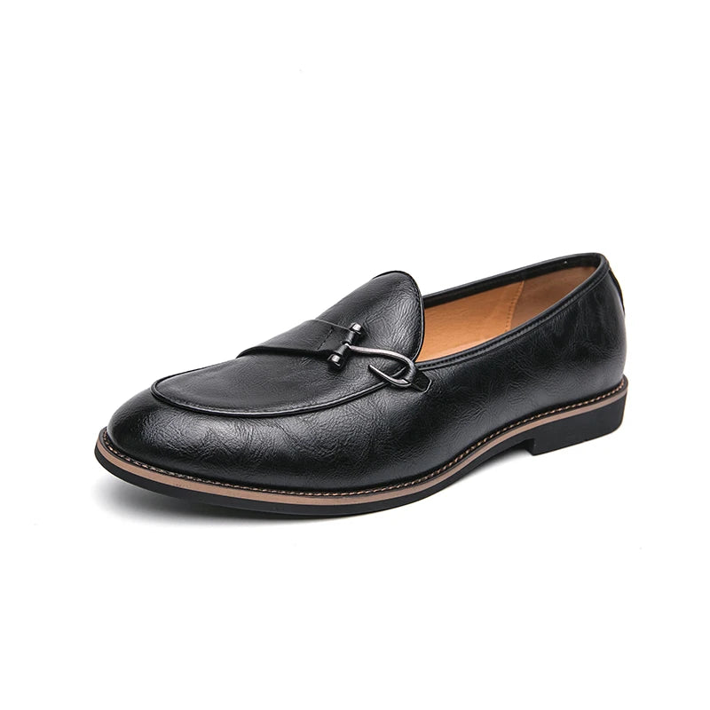 Black Loafers for Men Fashion Stone Pattern Men's Formal Monk Shoes Business Handmade Leather Men's Social Shoes Driving Shoes Good Vibrations
