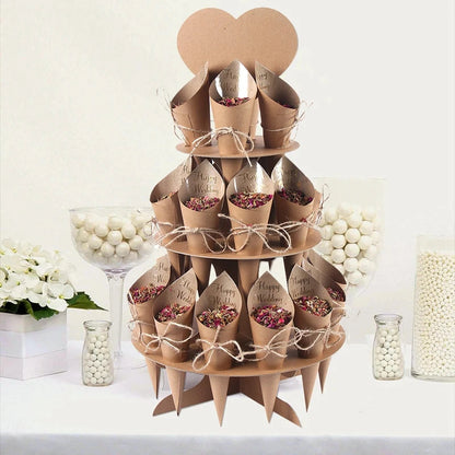 Kraft Paper Wedding Tray Confetti Cone Stand Box Tray Rustic Wedding Decoration Wedding Confetti Cones Wedding Cones  Set supply Good Vibrations
