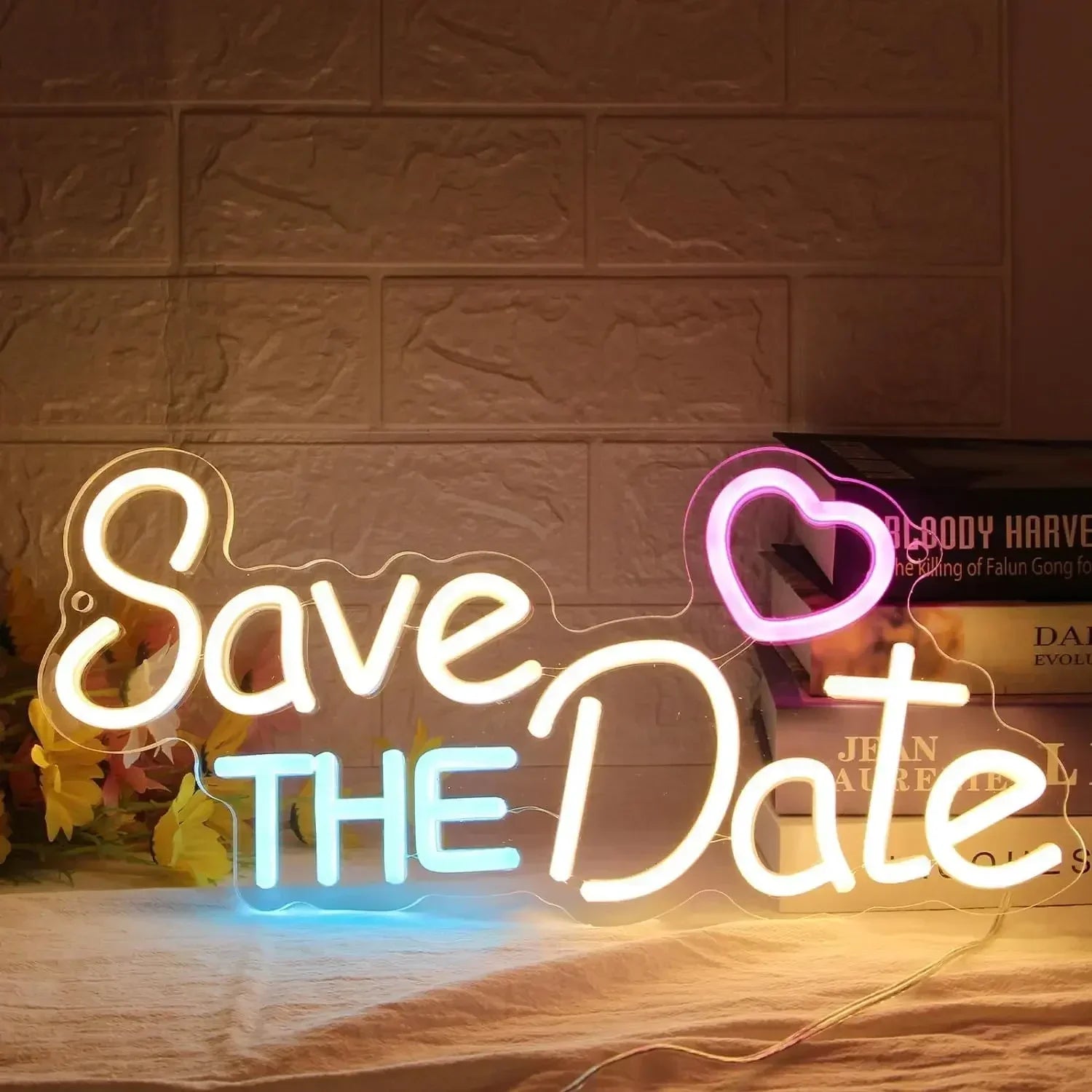 Save The Date Neon Sign Wedding Led Light Up Sign for Festival Birthday Wedding Party Lover Room Decor Kids Friend Gift Good Vibrations