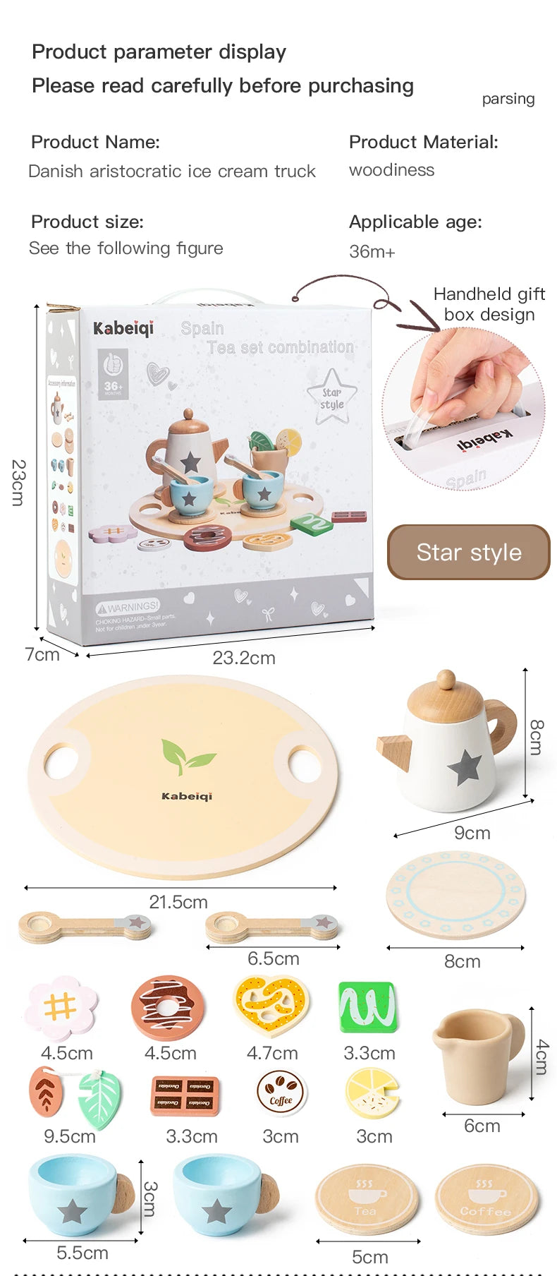 Wooden Kitchen Play Toys Kitchen Simulation Tea Set Afternoon Tea Activity Games Pretend Play Kitchen Accessories Toy for Kids Good Vibrations