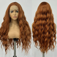 Ginger Wig Loose Wave Synthetic Lace Front Wigs For Women Long Auburn Orange Wig Deep Wave Lace Hair Heat Resistant Cosplay wear Good Vibrations