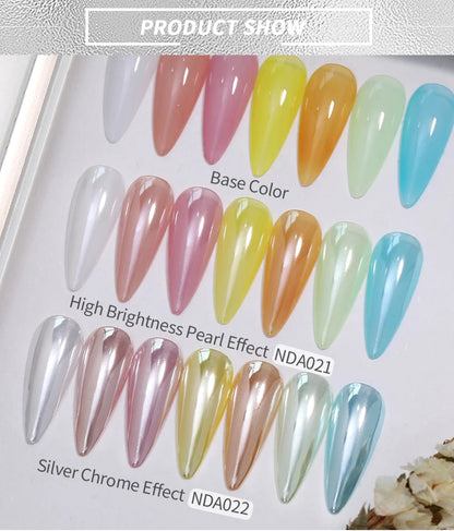 NICOLE DIARY Moonlight Mirror Nail Powder Aurora Silver Glitter Metallic Effect UV Gel Polish Pigment Chrome DIY Nail Decoration Good Vibrations