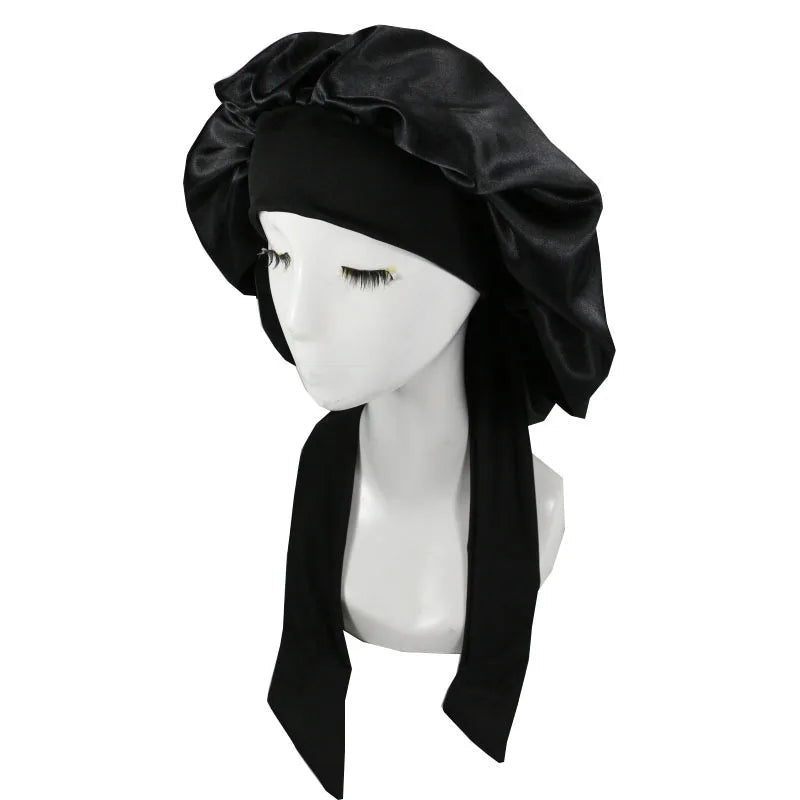 Women Satin Solid Sleeping Hat Night Sleep Cap Hair Care Bonnet Nightcap For Women Men Unisex Cap Bonnet De Nuit Shower Turban Good Vibrations