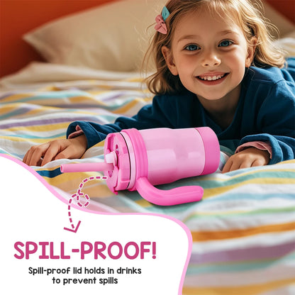 420ML Kids Thermos Bottle Leak Proof Tumbler With Handle Stainless Steel Travel Straw Mug For Toddler Boys Girls Christmas Gifts Good Vibrations