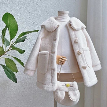 3 4 6 8 10 Years Girls Jacket Autumn Winter Warm Faux Fur Coat For Girls Christmas Princess Outwear Cute Plush Children Clothing Good Vibrations