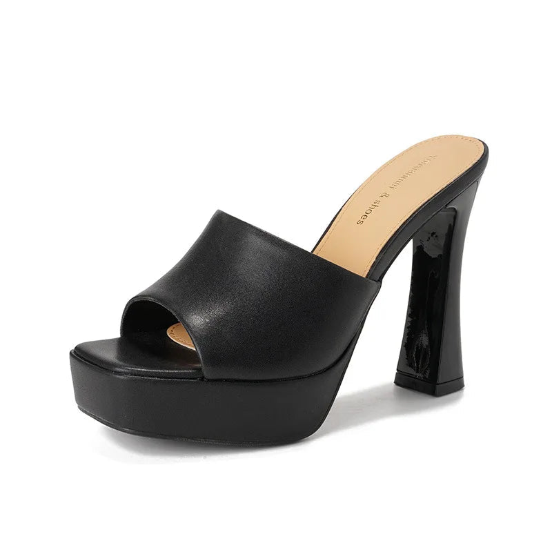 High heeled shoes for women 2026 new Korean version fashionable versatile half drag sandals for women Good Vibrations