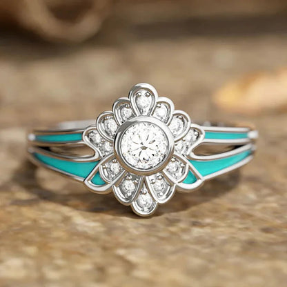 2026 Aesthetic Enamel Flower Finger Ring for Women Wedding Party New 2026  Silver Color Luxury Cubic Zirconia Jewelry Gift Good Vibrations