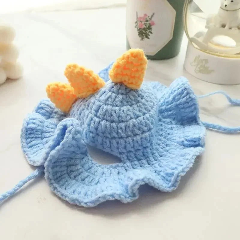 Cute Cat Hat Funny Pets Party Cosplay Headwear Delicate Hemming Pendant Decor Elasticity Knitted Hat Pet Accessories Good Vibrations