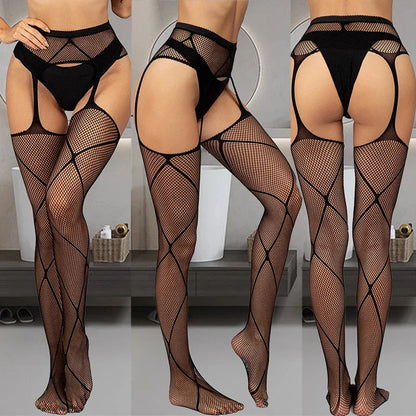 Black Crotchless Body Stockings Lace Sheer Lingerie Women Wear GOOD Vibrations