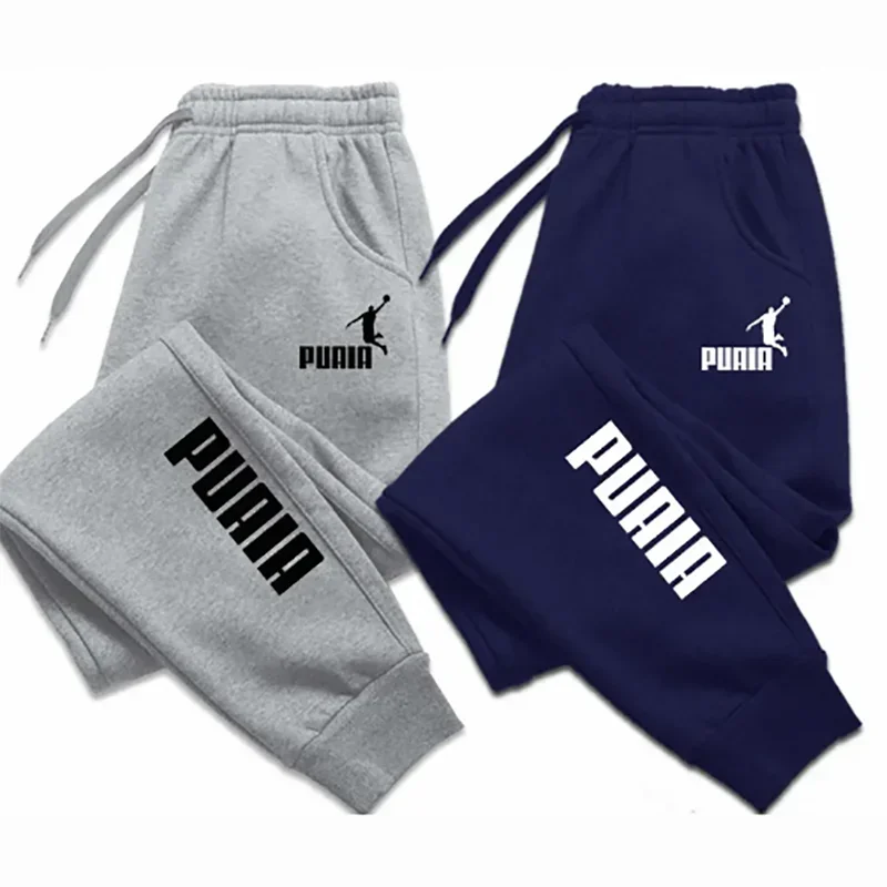 PUAIA Print Men's Pants Autumn/Winter New Sport Jogging Trousers Fitness Loose Fit Clothing Solid Color Outfit Streetwear Pants Good Vibrations