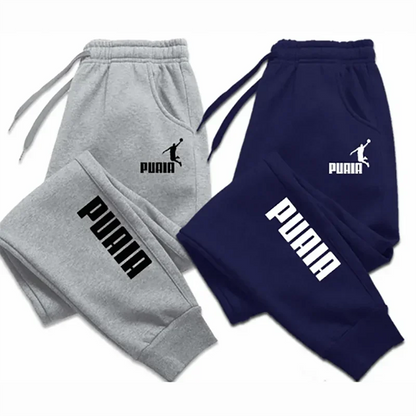 PUAIA Print Men's Pants Autumn/Winter New Sport Jogging Trousers Fitness Loose Fit Clothing Solid Color Outfit Streetwear Pants Good Vibrations