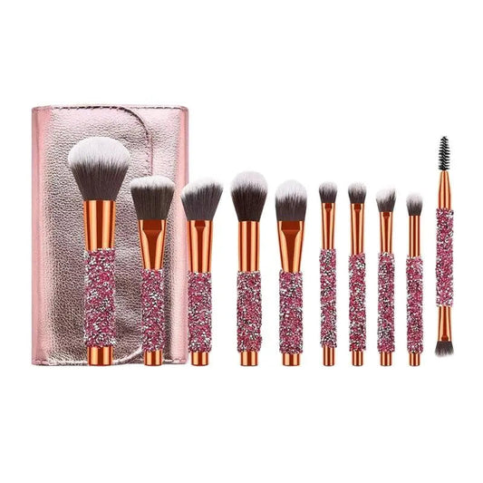 No Logo 10 diamond studded makeup brushes set new beauty tools wrap diamond with bag brush set Private Label Good Vibrations