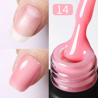 BORN PRETTY Milky Pink Rubber Base Gel Nail Polish Glitter 15ml Semi-Permanent Varnish Soak Off Self Leveling UV LED Gel Good Vibrations