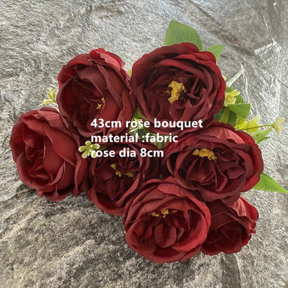 Wedding Decor Rose red wine red artificial rose flower row road guide Hydrangea flower silk flower dropshipping Good Vibrations