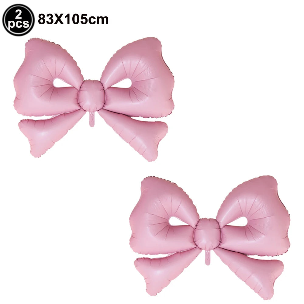 Pink Banner Happy Birthday Bow Balloon Straw Disposable Paper Plate Napkin Cup Tableware Princess Girl Birthday Party Supplies Good Vibrations