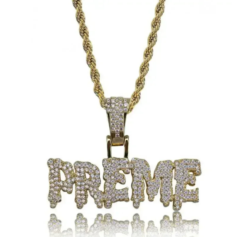 Hip Hop Ice Out Square Crystal S-A-V-A-G-E Letter Pendant Necklace for Men and Women Street One Last Party Trendy Jewelry Gift Good Vibrations