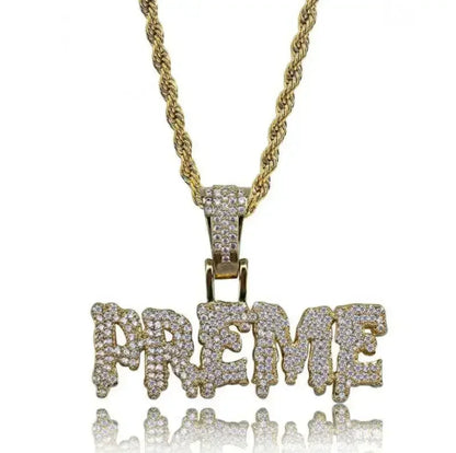 Hip Hop Ice Out Square Crystal S-A-V-A-G-E Letter Pendant Necklace for Men and Women Street One Last Party Trendy Jewelry Gift Good Vibrations