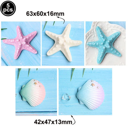 Mermaid Theme Cake Toppers Shell Starfish Fish Tail Children Girl Birthday Wedding Baby Shower Party Cake Decorations Supplies Good Vibrations