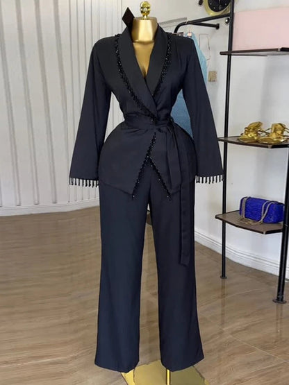 Two Piece Sets Women Outfits Statement Pant Set with Fringe Details Ideal for Birthday Dinners Evening Parties and Formal Events Good Vibrations