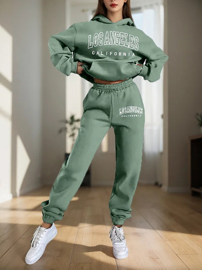 Women's Hoodies Two Pieces Sets Fashion Letter Print Pullover Sweatpants 2Pieces Set Sweatshirts Trousers Suit For Women Hooded Good Vibrations