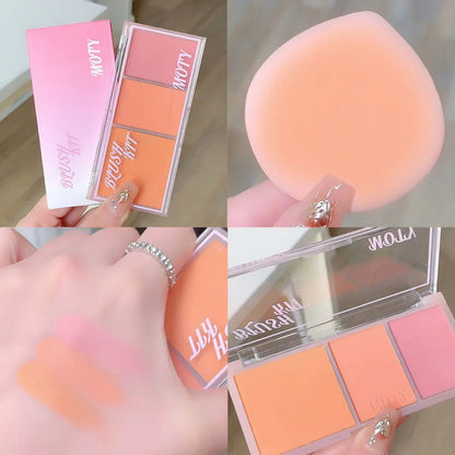 Pink Series 3 Colors Blush Makeup Palette Mashed Potato Texture Matte Cheek Tint Contour Shadow Blusher Cosmetics Rouge Powder Good Vibrations